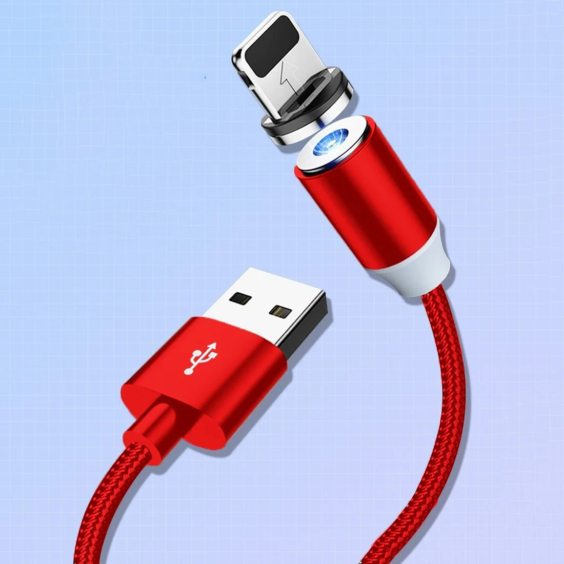 KAKU Magnetic kábel USB / Lightning 3A 1m, červený 