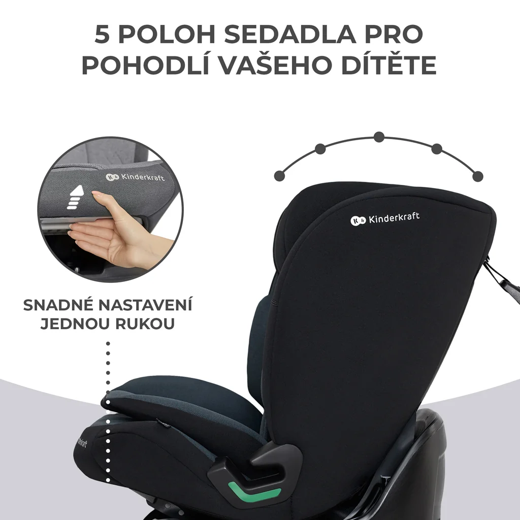 KINDERKRAFT Autosedačka Oneto3 i-Size 76-150cm + Isofix Graphite black 1×1 ks, autosedačka