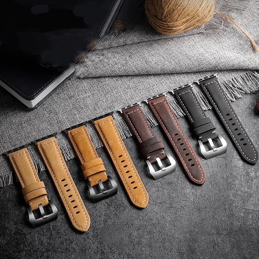 BStrap Leather Lux remienok na Apple Watch 38/40/41mm silver/brown