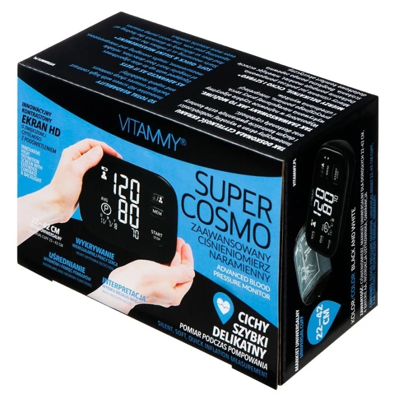 VITAMMY SUPER COSMO ramenný tlakomer, farba čierny 