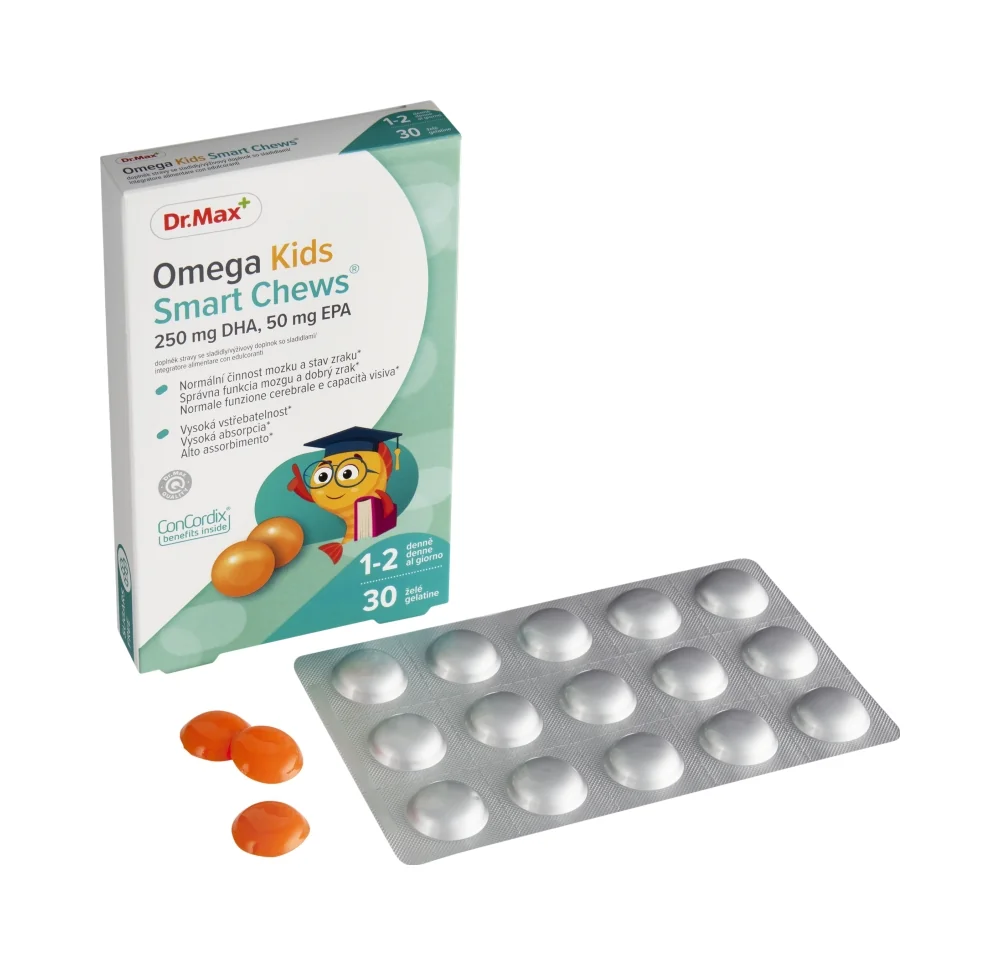 Dr. Max Omega Kids Smart Chews 1x30 ks, jemné želé s rybím olejom pre deti