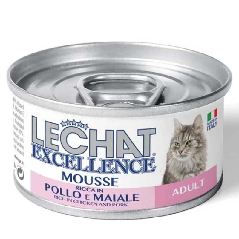 MONGE LECHAT EXCELLENCE MOUSSE Pena s bravčovým a kuracím mäsom pre dospelé mačky 85g