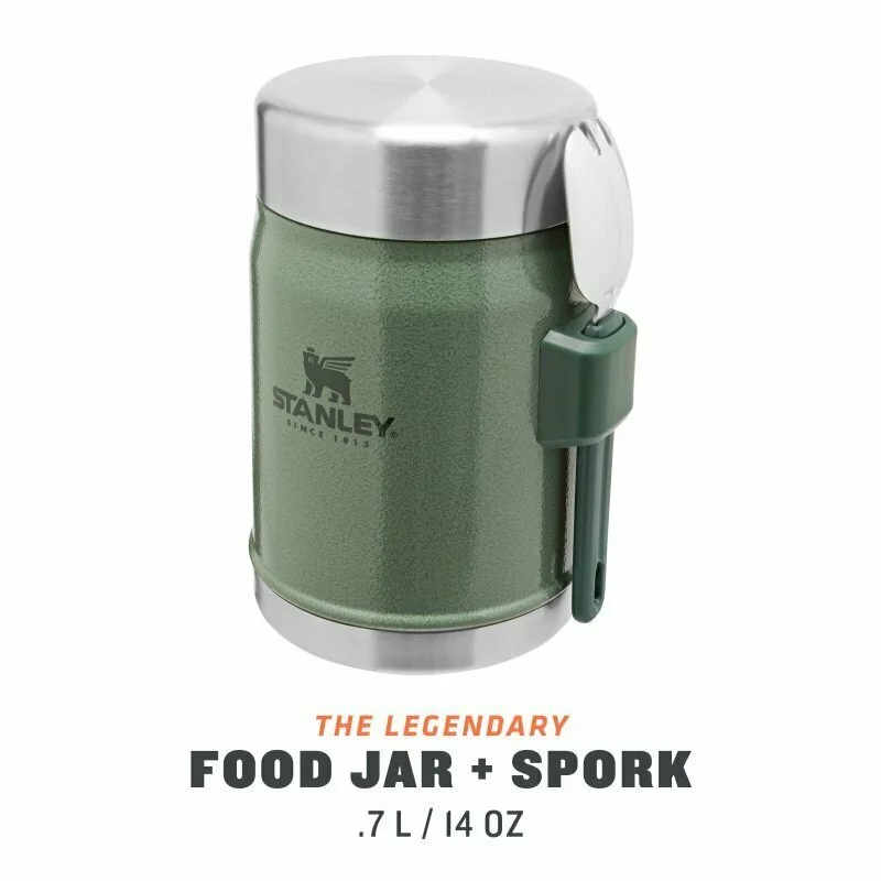 STANLEY CLASSIC series Food Jar With Spork - Hammertone Green 0,4L (4pcs/box) 