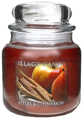 Village Candle Vonná sviečka v skle - Apples & Cinnamon - Jablko a škorica, stredné