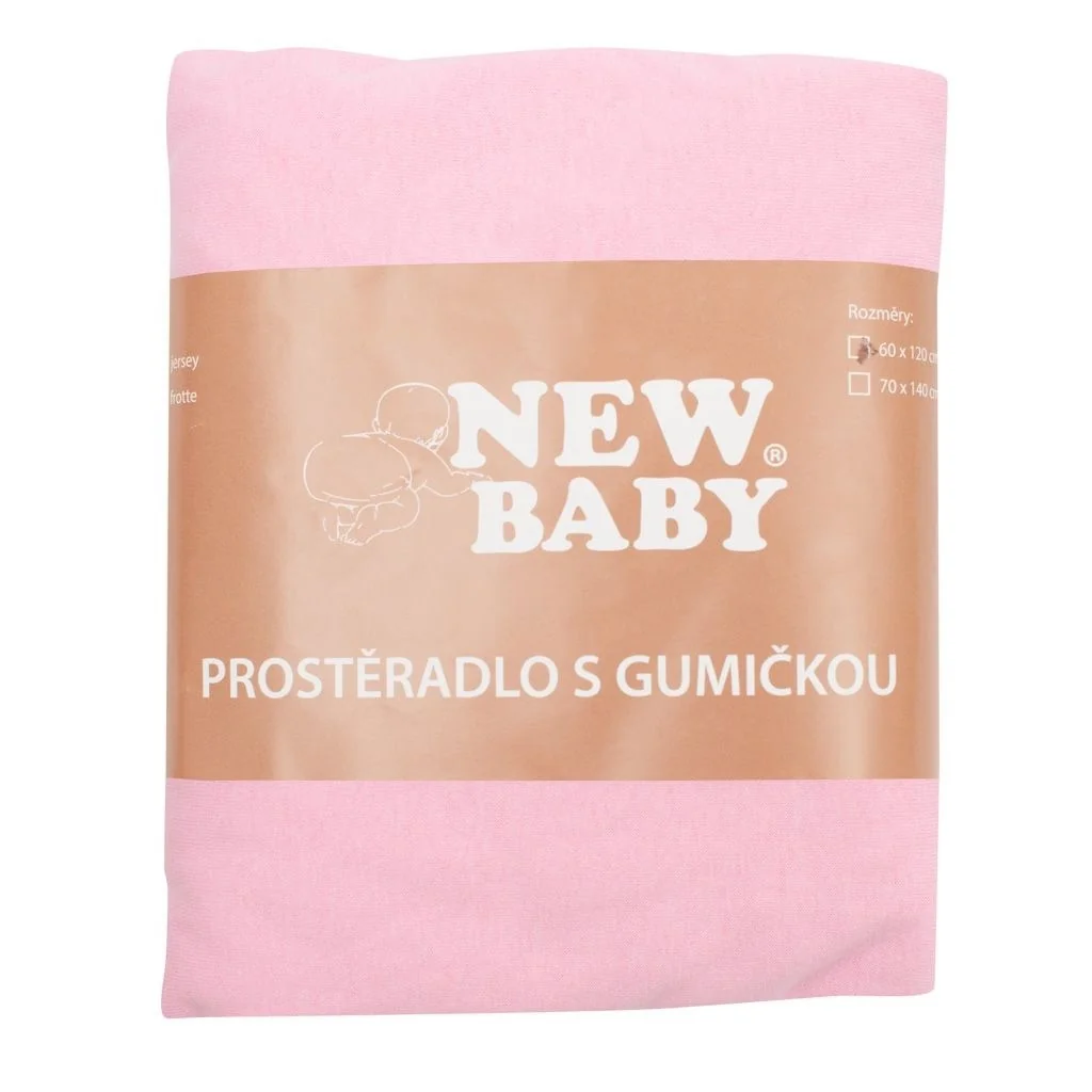 Jersey prestieradlo do postieľky New Baby 120x60 ružové , 20C43227 