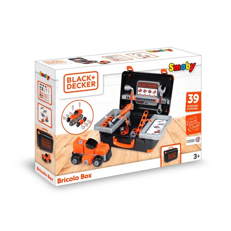 SMOBY - Black&Decker kufrík bricolo s autom a náradím 