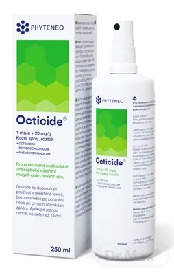 Octicide 1 mg/g + 20 mg/g dermálny roztokový sprej 1×250 ml, dermálny sprej