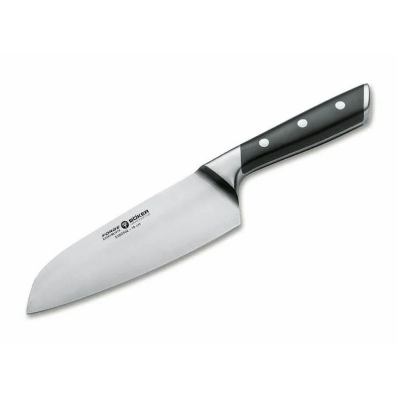 Böker Manufaktur 03BO502 Forge Santoku kuchynský nôž 16 cm, čierna, plast ABS