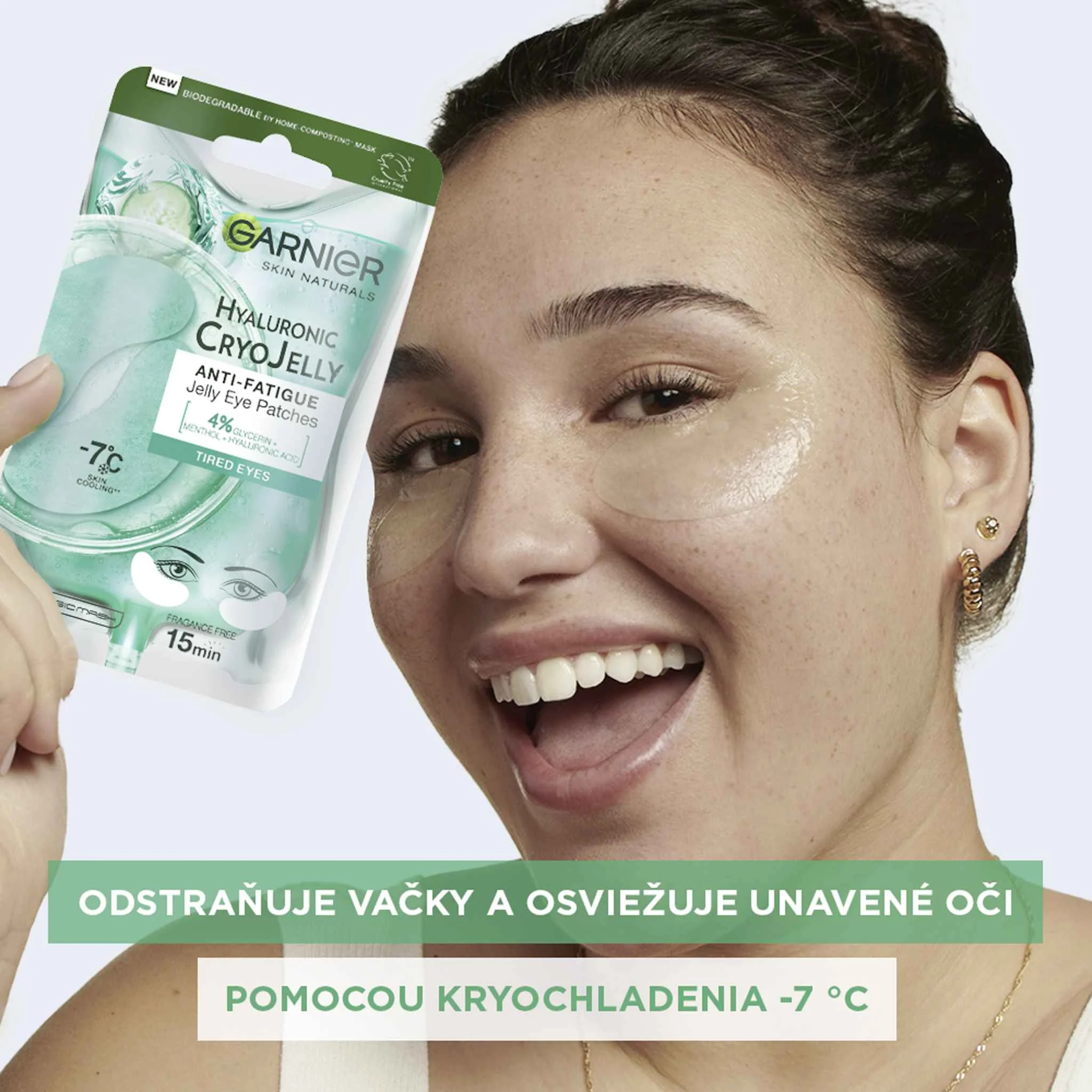 Garnier Skin Naturals Cryo Jelly očná textilná maska s chladivým efektom -7 °C, 5 g 1×5 g, maska na okolie očí