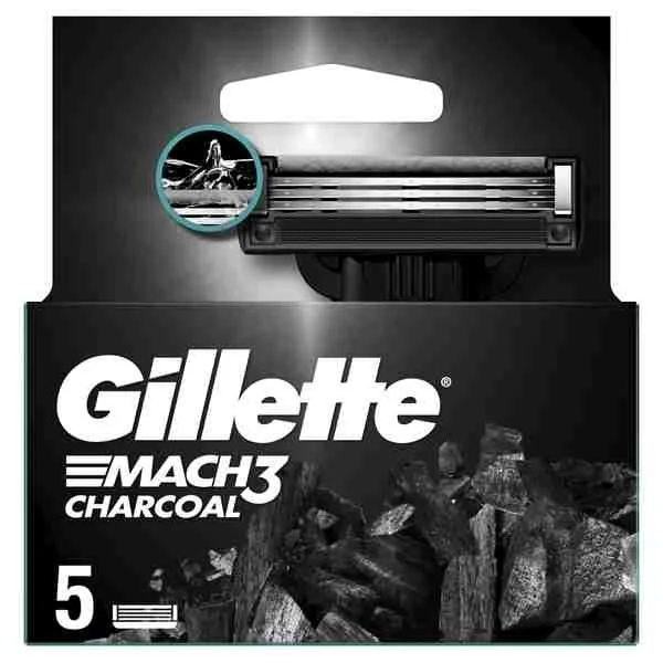 Gillette Mach3 Charcoal 5 NH 1×5 ks,, náhradné hlavice