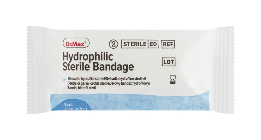 Dr. Max Obväz hydrofilný sterilný 6 cm × 5 m 1×1 ks, hydrofilný obväz