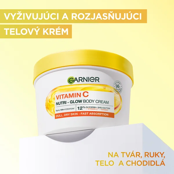 Garnier Body Food Glow krém na rozjasnenie pokožky s mangom + vitamínom C 1×380 ml, krém na pokožku