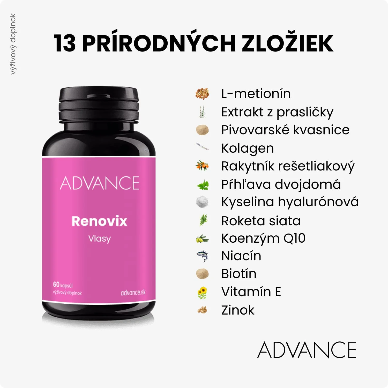 ADVANCE Renovix vlasy 1×60 cps, výživový doplnok