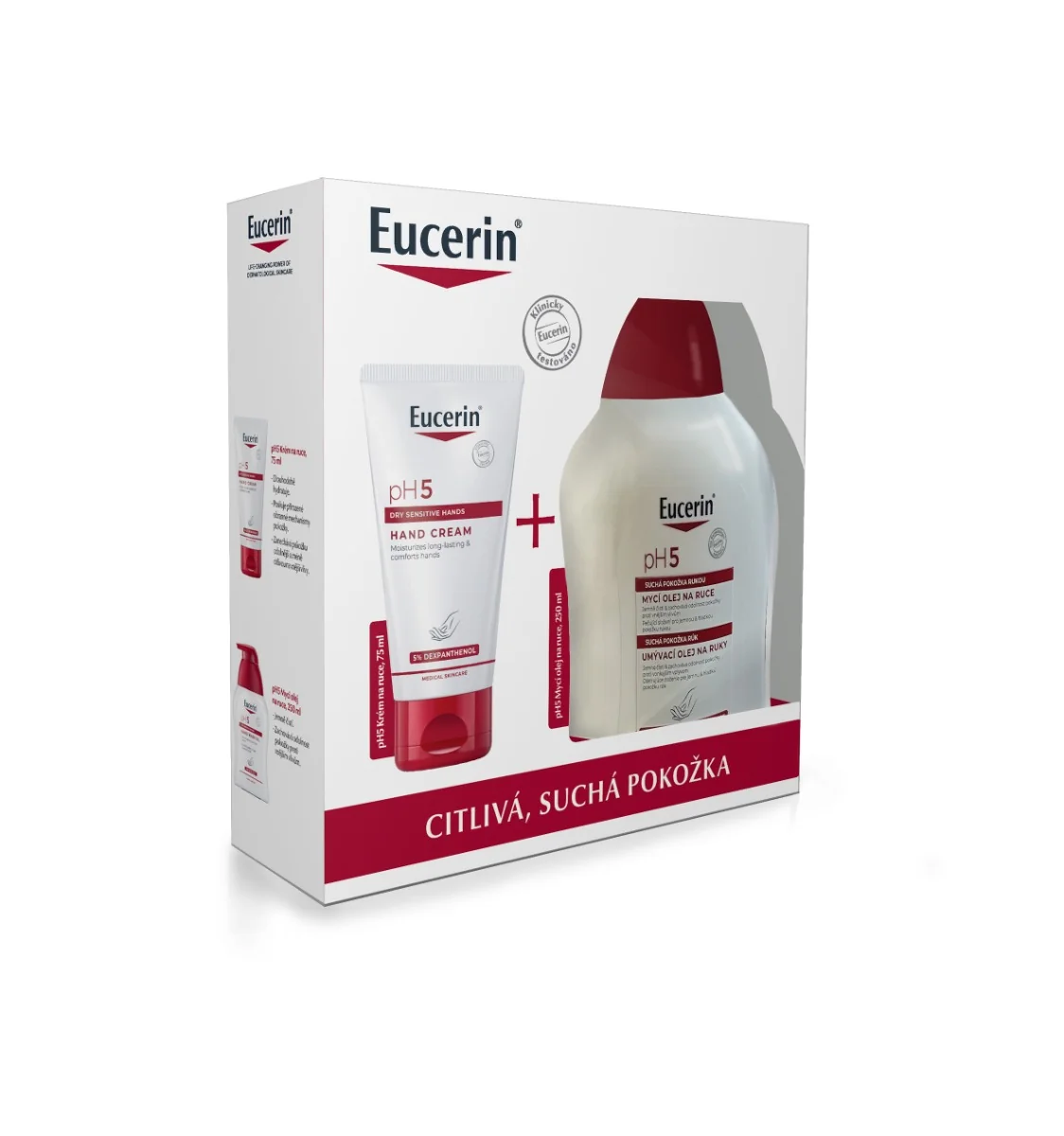 Eucerin kazeta pH5 Umývací olej na ruky + Krém na ruky 1×1 set, darčekové balenie