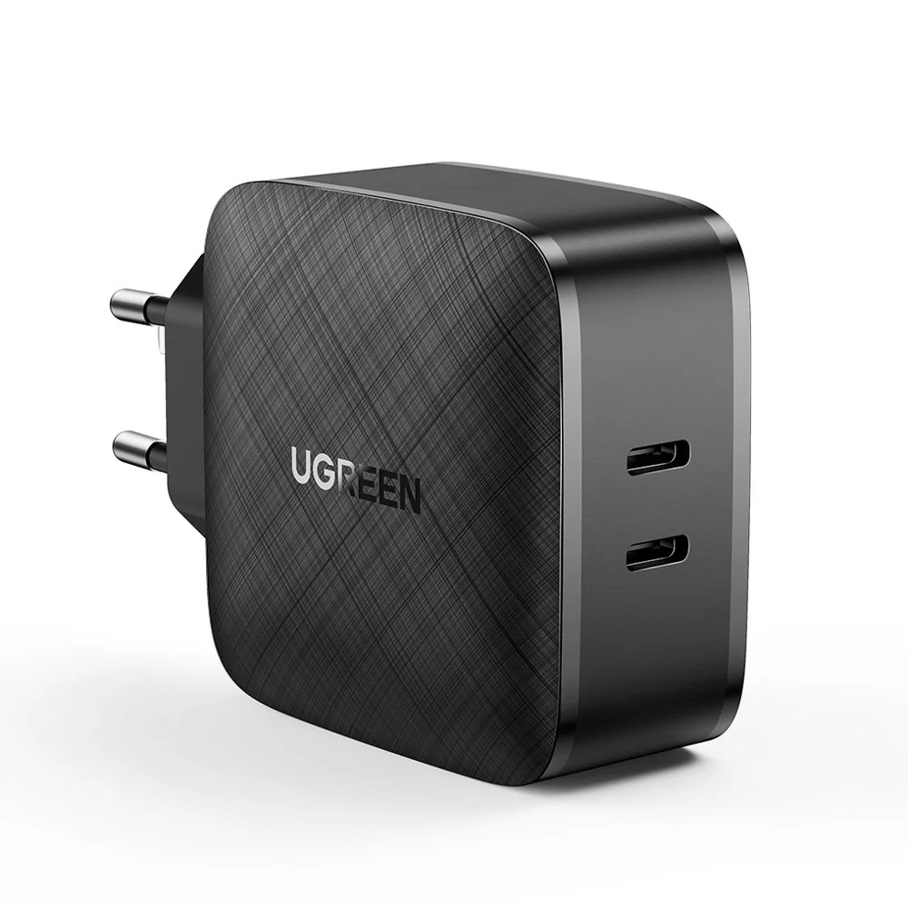 Ugreen CD216 sieťová nabíjačka 2x USB-C PD QC 66W, čierna 