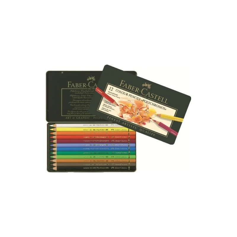 FABER CASTELL - Pastelky Polychromos set 12 ks - plech