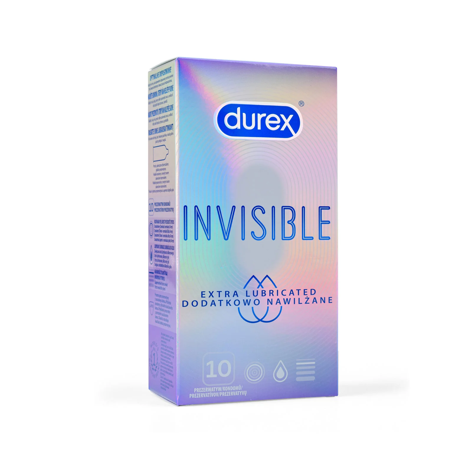 Kondómy - Durex Invisible Extra Lubricated 10 ks