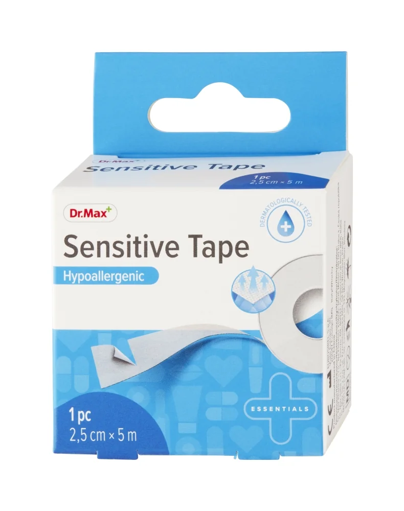 Dr. Max Sensitive Tape 2,5 cm x 5 m 1×1 ks, papierová páska na cievke, 2,5 cm x 5 m