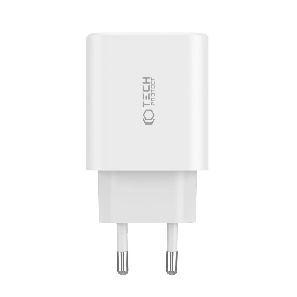 Tech-Protect 3-port sieťová nabíjačka USB / 2x USB-C 30W PD QC, biela 