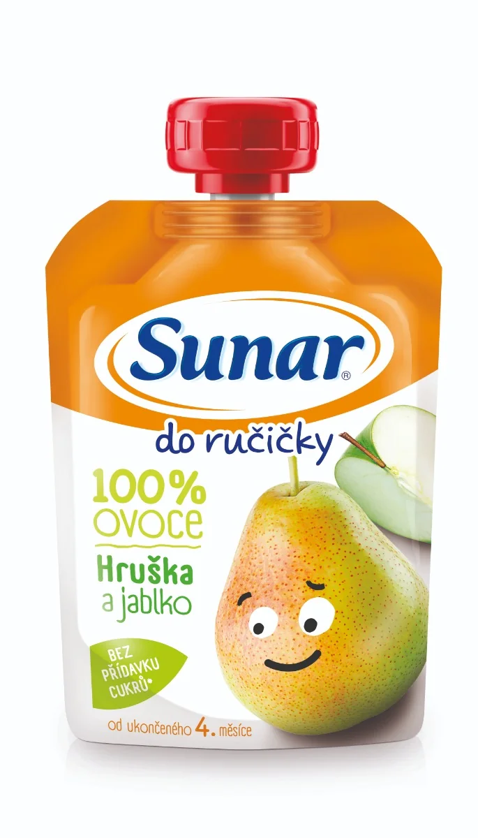 Sunar Do ručičky HRUŠKA a jablko 1×100 g, ovocný príkrm (100% ovocia), 4m+