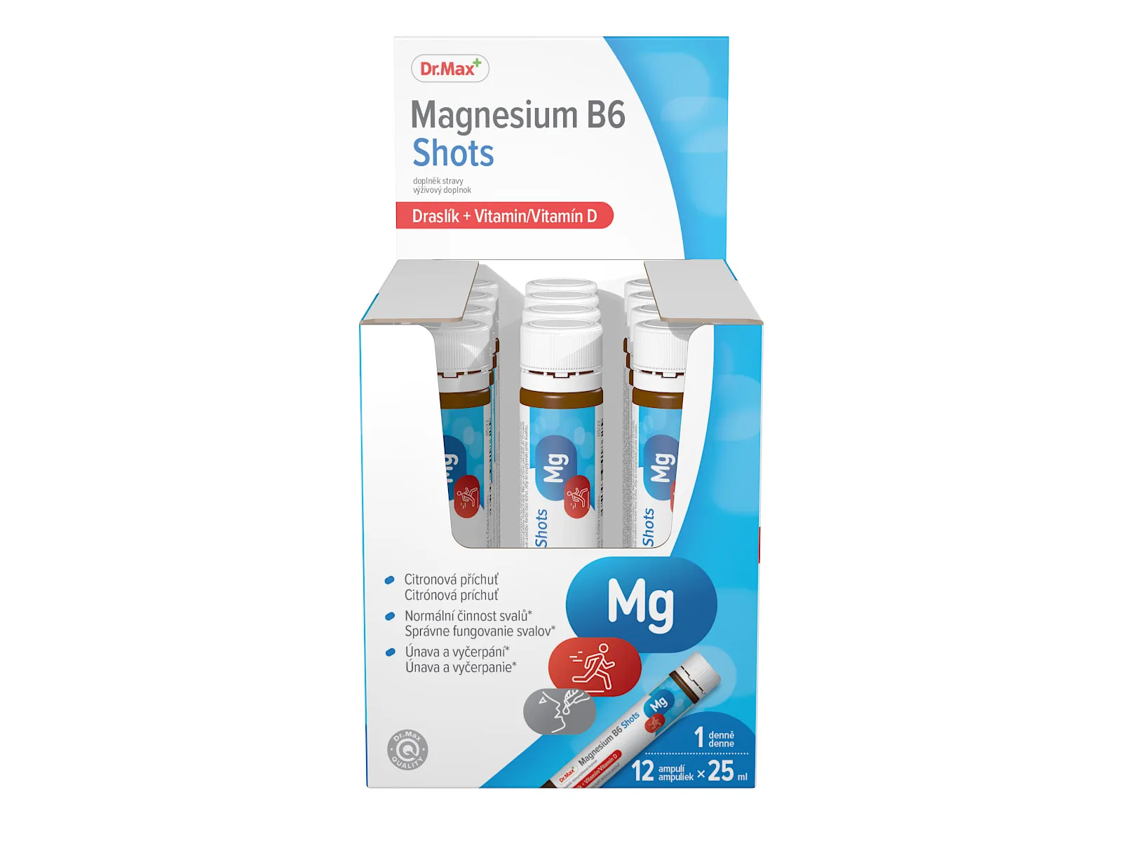 Dr. Max Magnesium B6 Shots 12×25 ml, horčík+B6