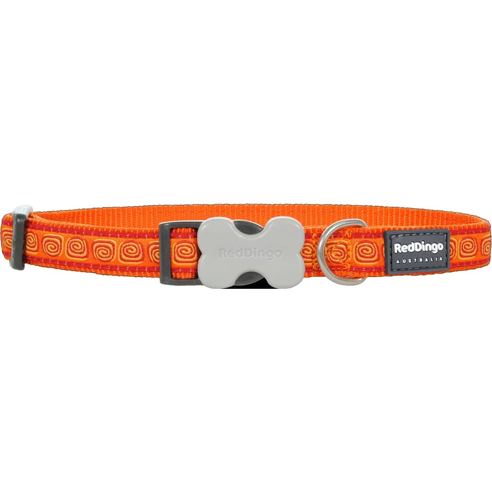 Nylonový obojok Red dingo hypno oranžový, Veľkosť: XS