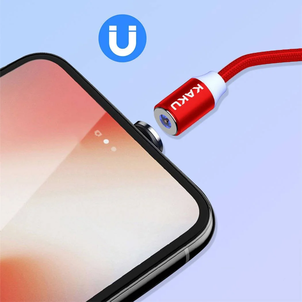 KAKU Magnetic kábel USB / Lightning 3A 1m, červený 