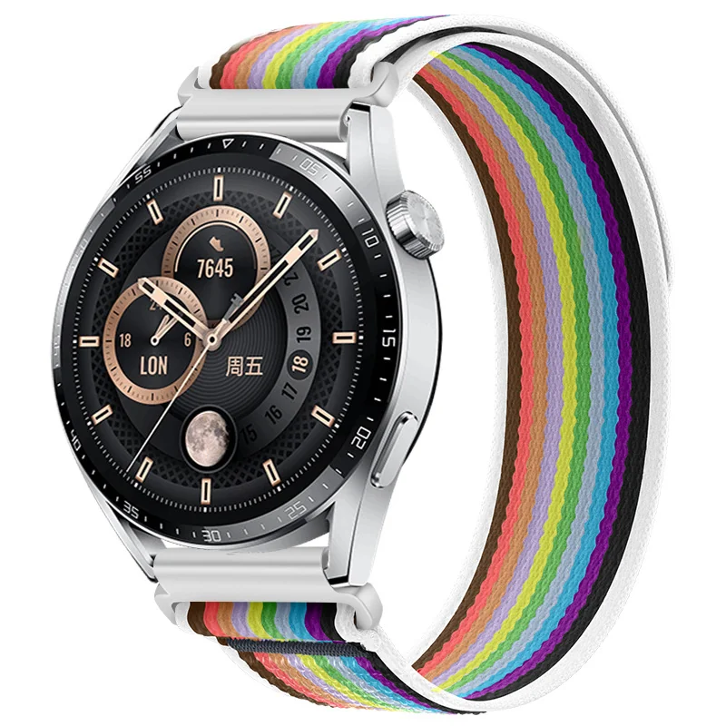 BStrap Velcro Nylon remienok na Huawei Watch GT 42mm white rainbow