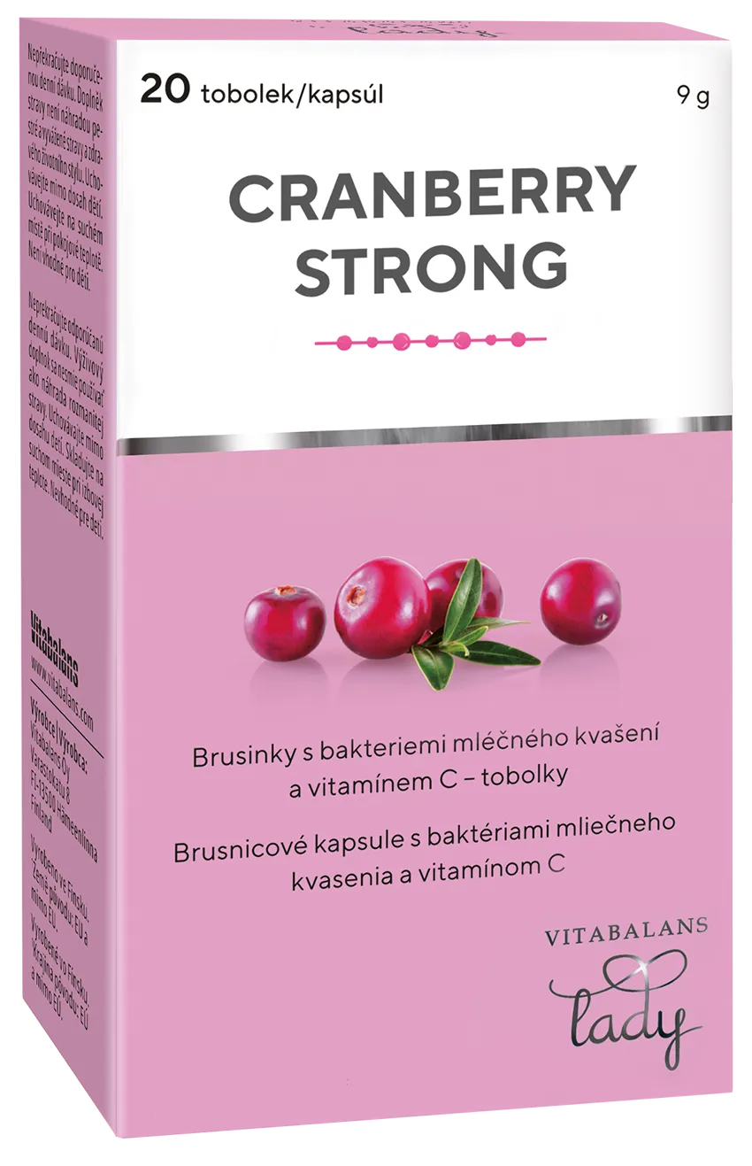 Cranberry Strong 1×20 cps, Brusnicové kapsuly s baktériami mliečneho kvasenia a vitamínom C.