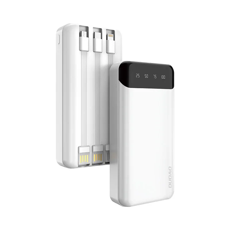 Dudao K6Pro+ Power Bank 20000mAh 2x USB + kábel USB-C / Lightning / Mi cro USB, biely