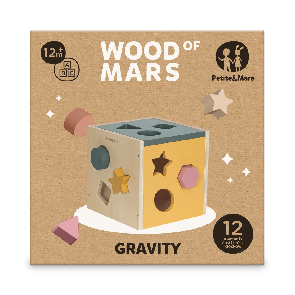 PETITE&MARS Hračka drevená triediaca Gravity Wood of Mars 12m+ 1×1 ks, drevená hračka