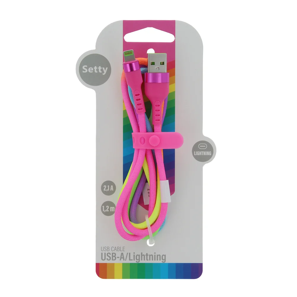 SETTY kábel USB - Lightning 1,2 m 2,1A KNA-L-1.22.113 rainbow - dúhová (GSM171575) 