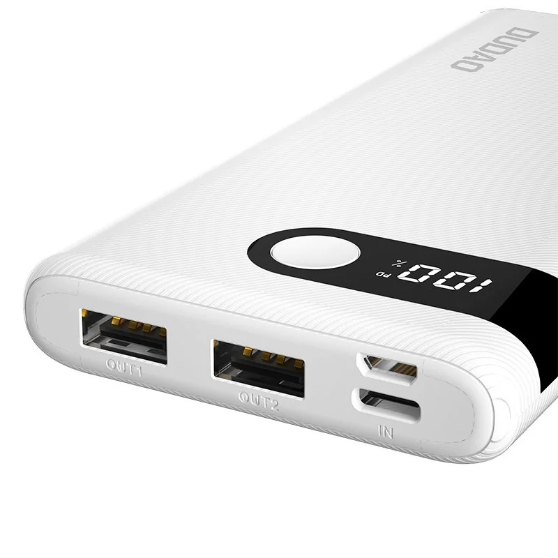 Dudao K9Pro Power Bank 10000mAh 2x USB 2A, biely 