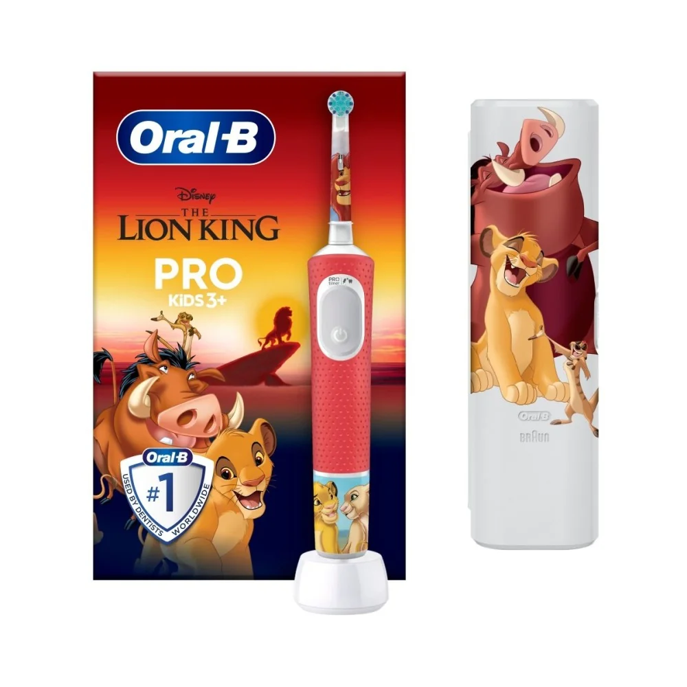 Oral-B Pro Kids Leví kráľ elektrická zubná kefka + cestovné puzdro 1×1 ks, elektrická zubná kefka