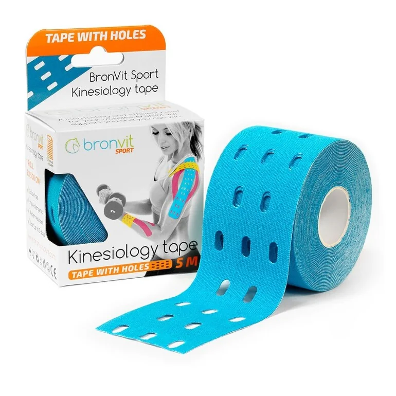 BronVit Sport Kinesio tape dierovaný svetlomodrá 5cm x 5m