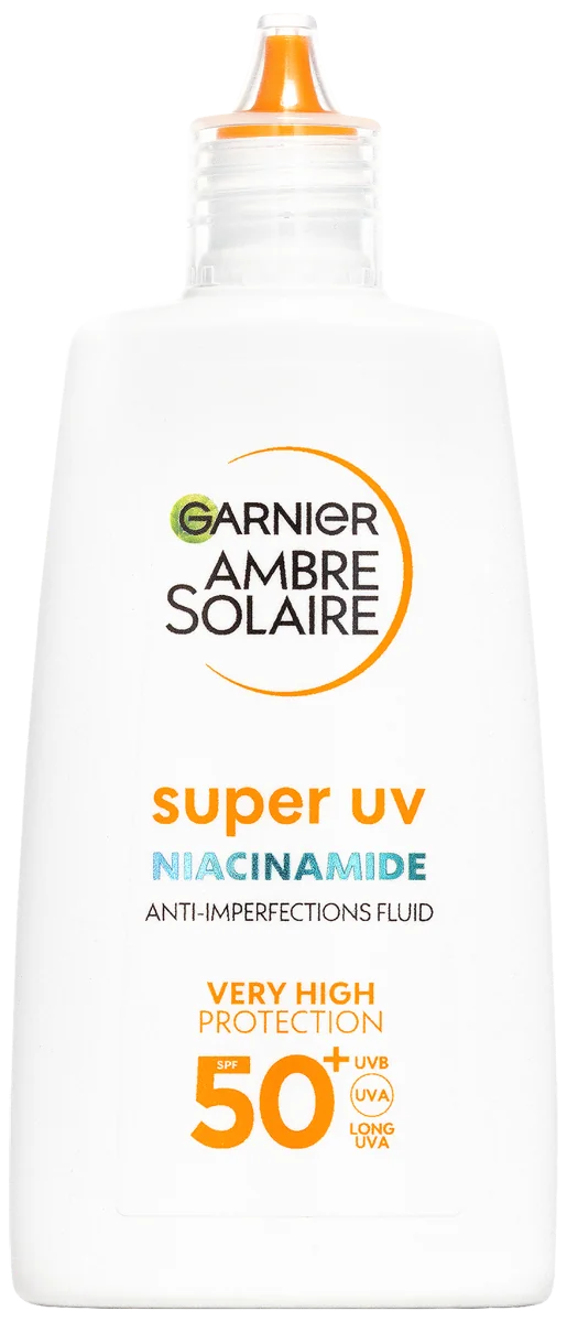 Garnier Ambre Solaire Super UV denný fluid proti nedokonalostiam s niacínamidom a SPF 50+