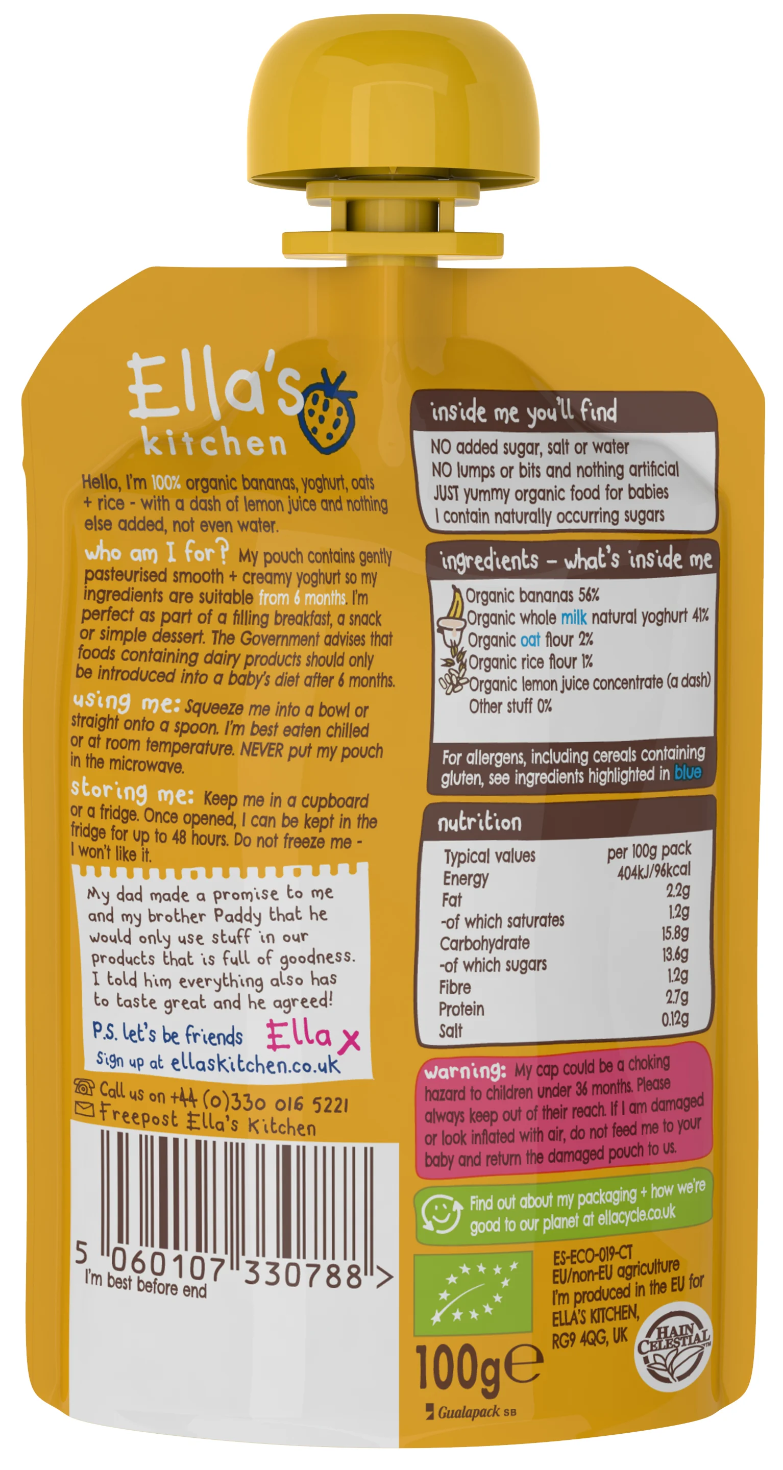 Ella's Kitchen BIO Raňajky banán a jogurt 1×100 g, detská výživa