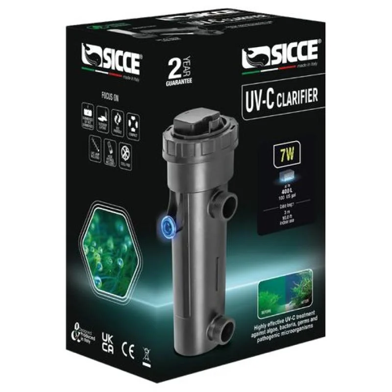 SICCE UV-C Clarifier 7W/3m UV-lampa na ničenie rias, baktérií a parazitov