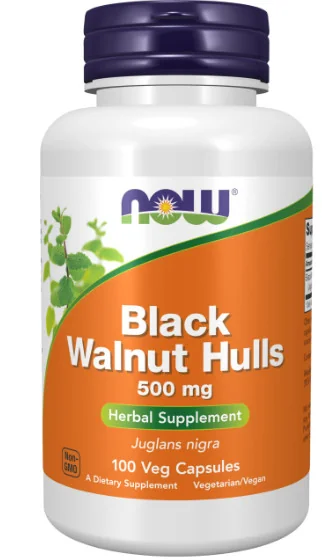 Now Foods Čierny orech Black Walnut Hulls 500 mg