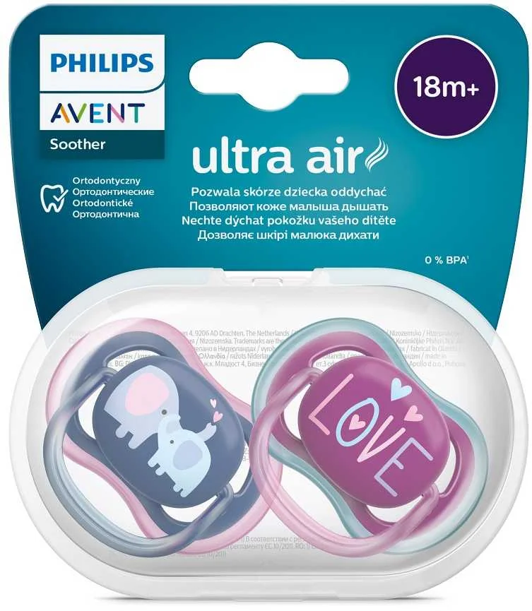 Philips AVENT Cumlík Ultra air 18m+ dievča (slon) 2ks