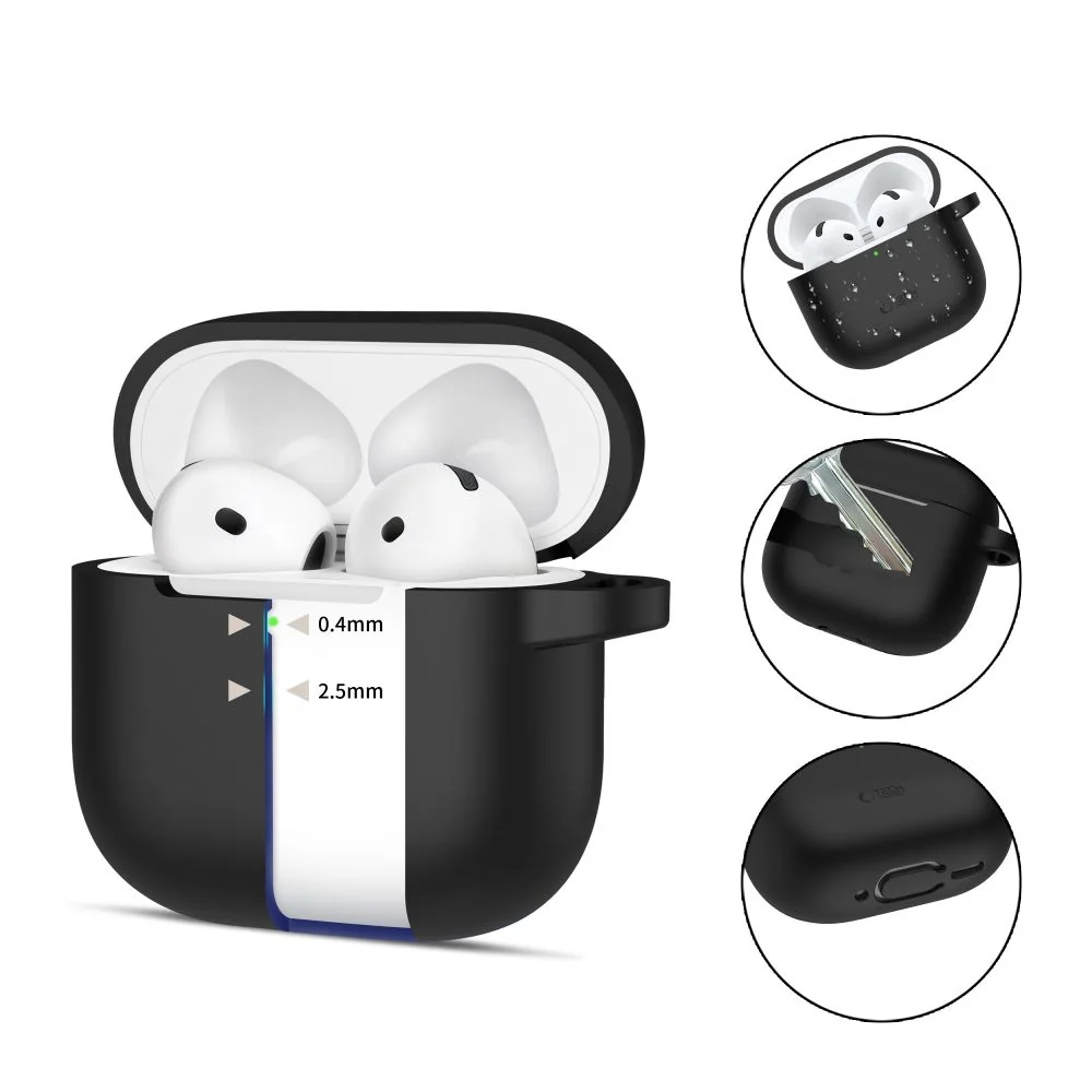 Tech-Protect Silicone Hook puzdro na Apple AirPods 4, čierne 