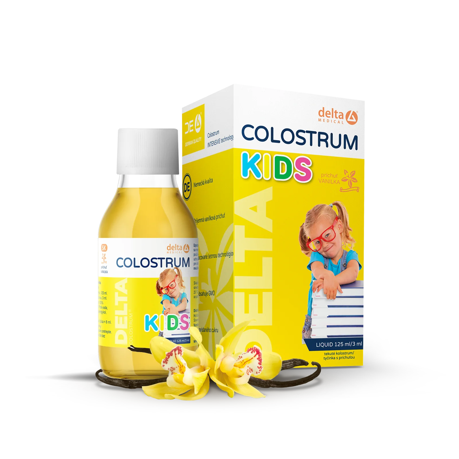 DELTA COLOSTRUM KIDS Vanilka s rýchlym účinkom 1×125 ml, kolostrum