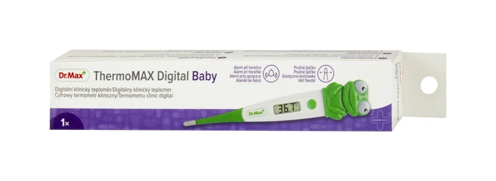 Dr. Max ThermoMAX Digital Baby (ŽABA) 1×1 ks, s pružnou špičkou