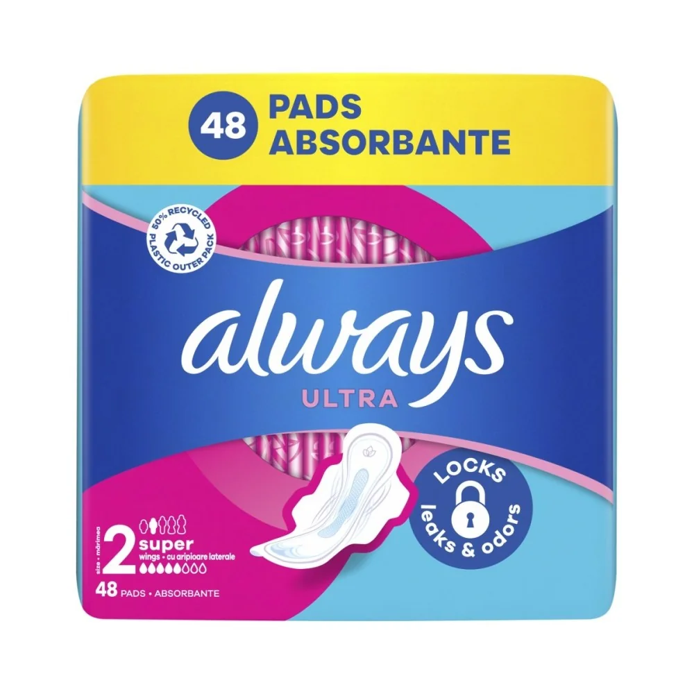 Always Ultra Deň Hygienické vložky Long (S2) 1×48 ks, hygienické vložky