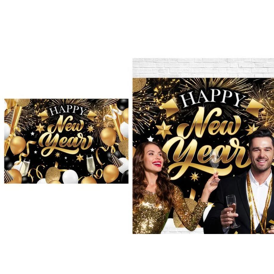 Guirca Foto pozadie Happy New Year 220x150cm