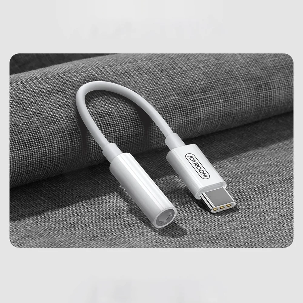 Joyroom Ben Series adaptér 3.5 mm jack / USB-C, biely 