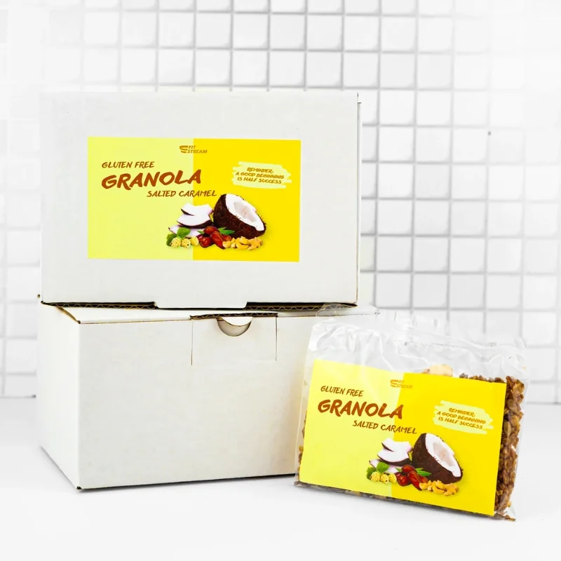 FitStream raňajkové kaše - Bezlepková granola slaný karamel (300g) 