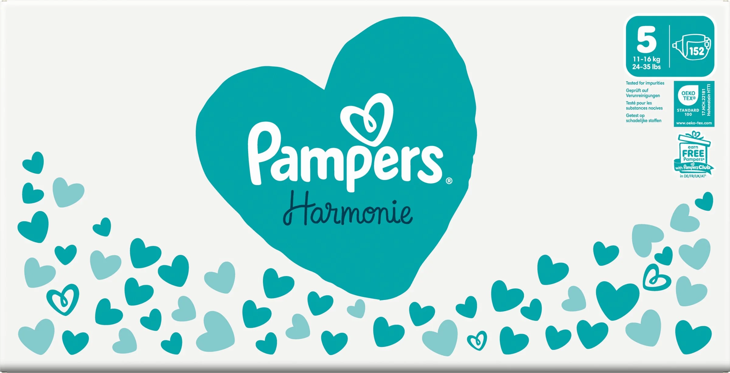 PAMPERS HARMONIE BABY PLIENKY V.5 11-16KG 152KS 1×152 ks, plienky vo veľkosti 5