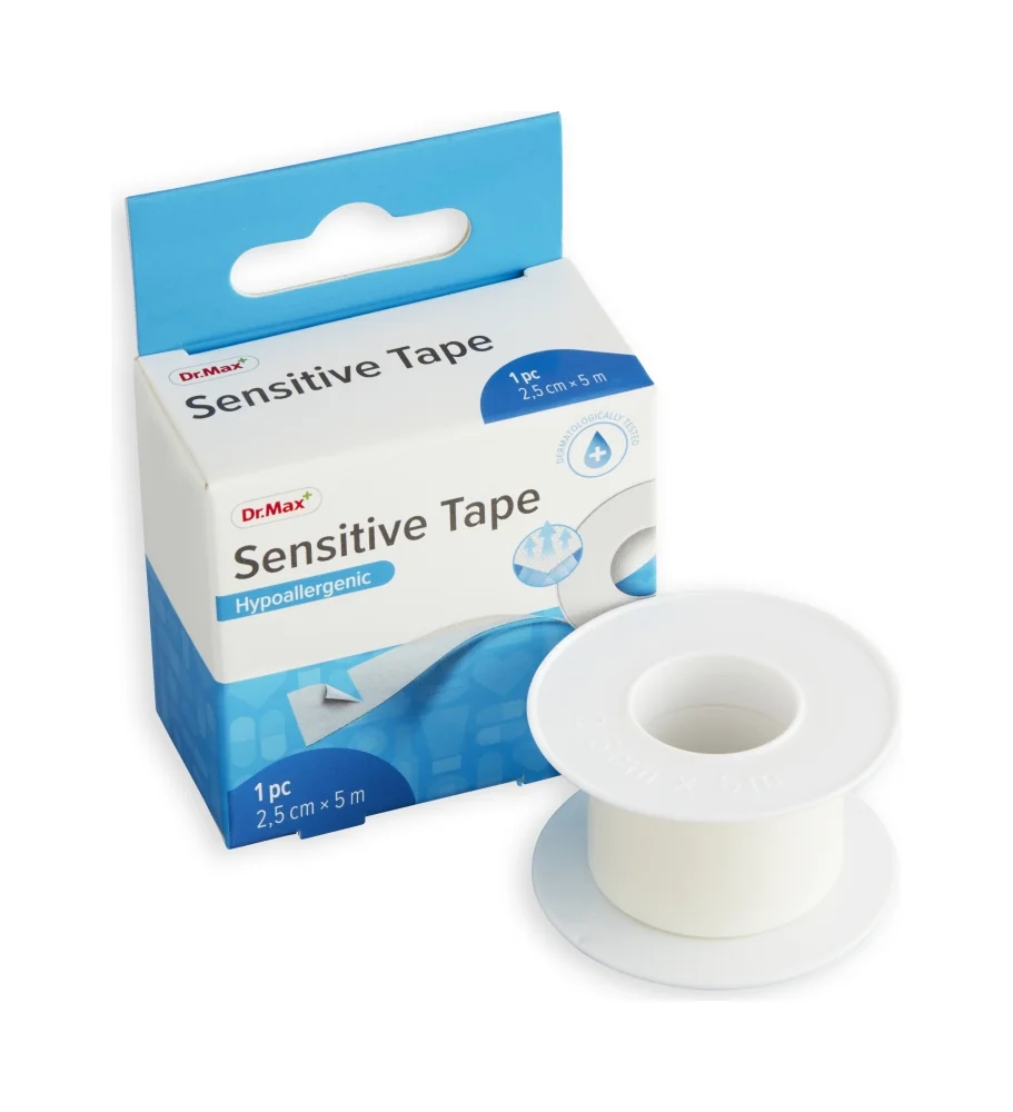 Dr. Max Sensitive Tape 2,5 cm x 5 m 1×1 ks, papierová páska na cievke, 2,5 cm x 5 m