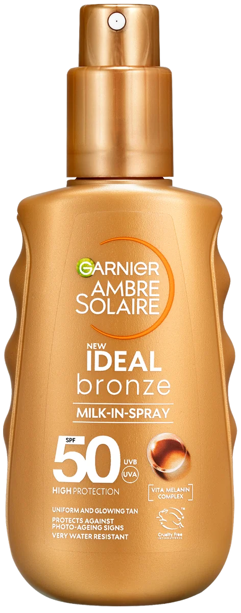 Garnier Ambre Solaire Ideal Bronze opaľovacie telové mlieko v spreji SPF 50